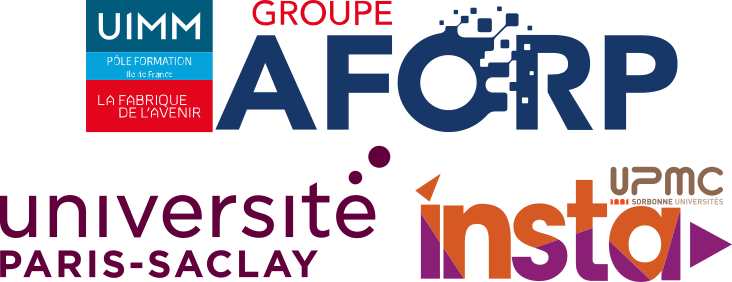 Logos des écoles AFORP, Université Paris-Saclay et CFA INSTA