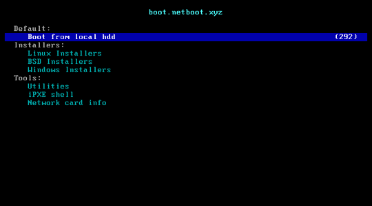 Interface PXE pour démarrage réseau d'ordinateurs